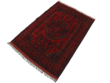 handmade Tribal Biljik Khal Muhammadi Red Blue Hand Knotted RECTANGLE 100% WOOL area rug 3x5
